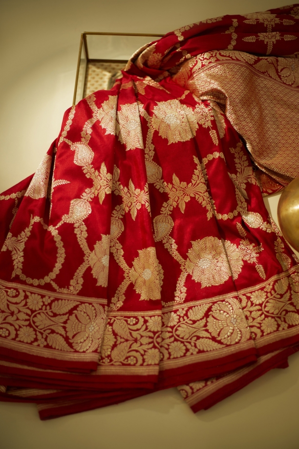 Red Pure Zari Silk Saree