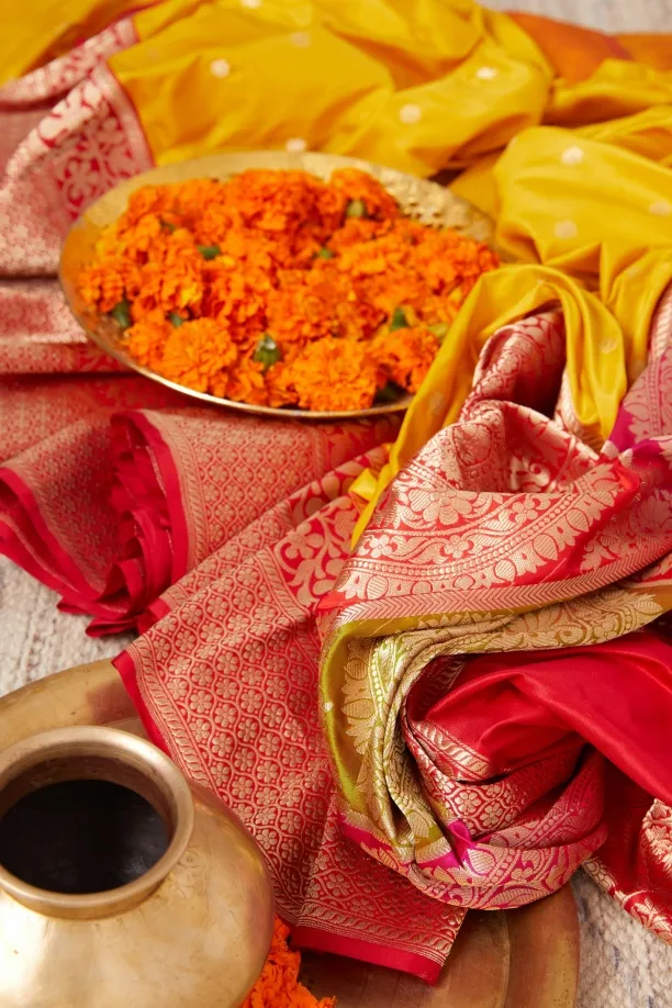Yellow rangkaat Banarasi Silk Saree