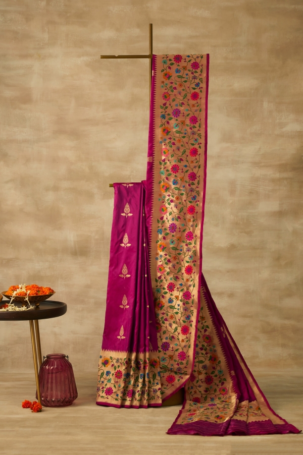 Pink Paithani Banarasi Silk Saree