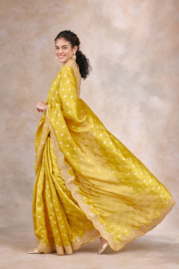 Molten Mustard Banarasi Silk Saree