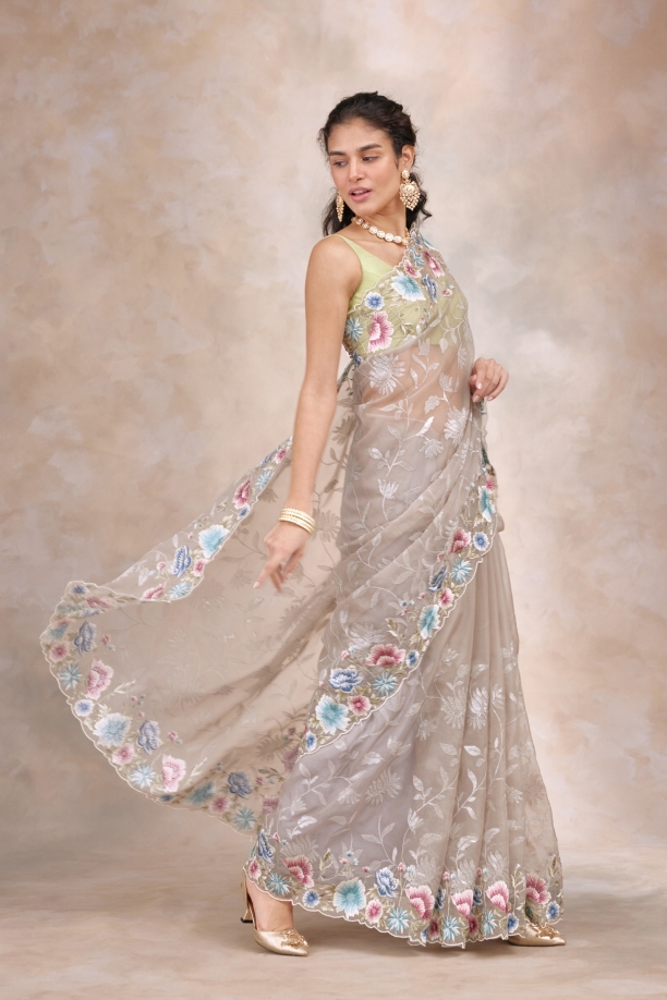 Grey Haze Organza Saree