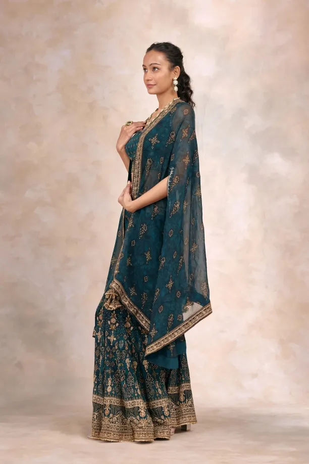 Petrol Blue Cape Sharara