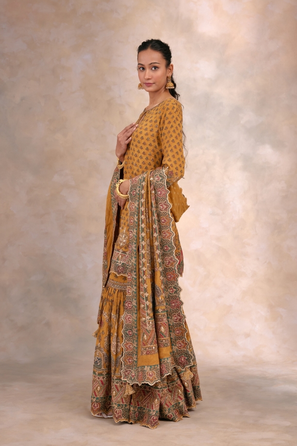 Ginger Yellow Crepe Garara Set
