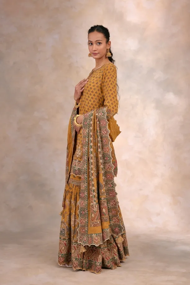 Ginger Yellow Crepe Garara Set