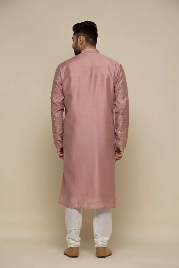 Metallic Pink Silk Kurta Set