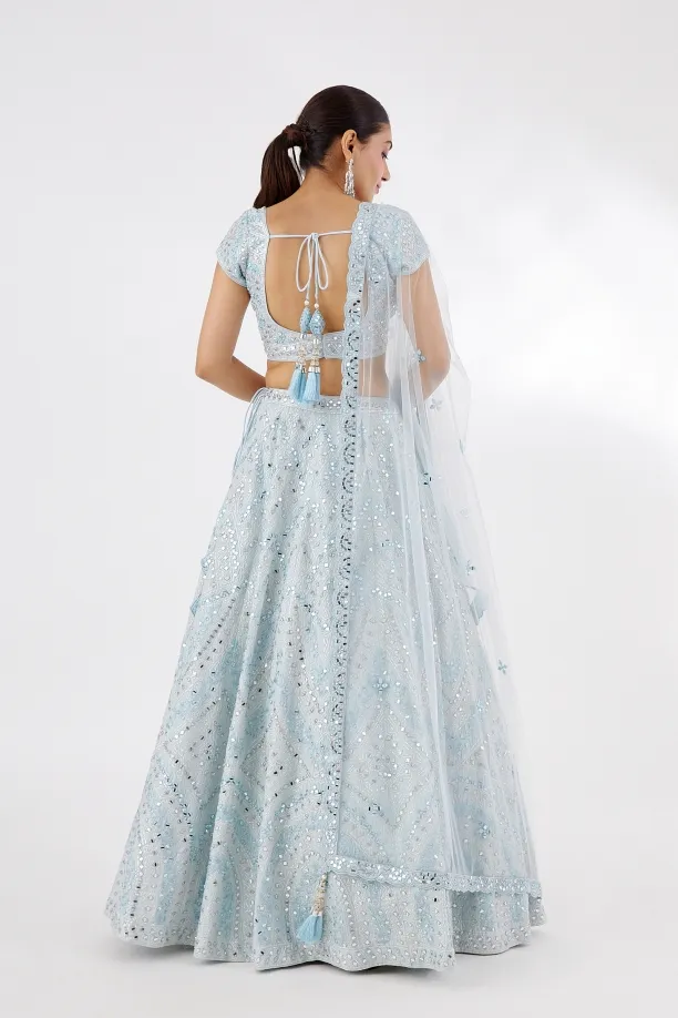 Powder Blue Organza Lehenga