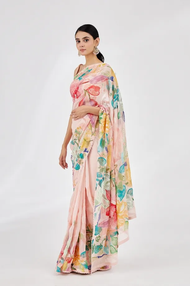 Coral Printed Georgette Saree