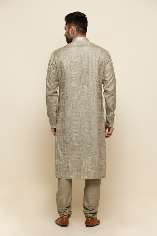 Moss Green Silk Kurta Set
