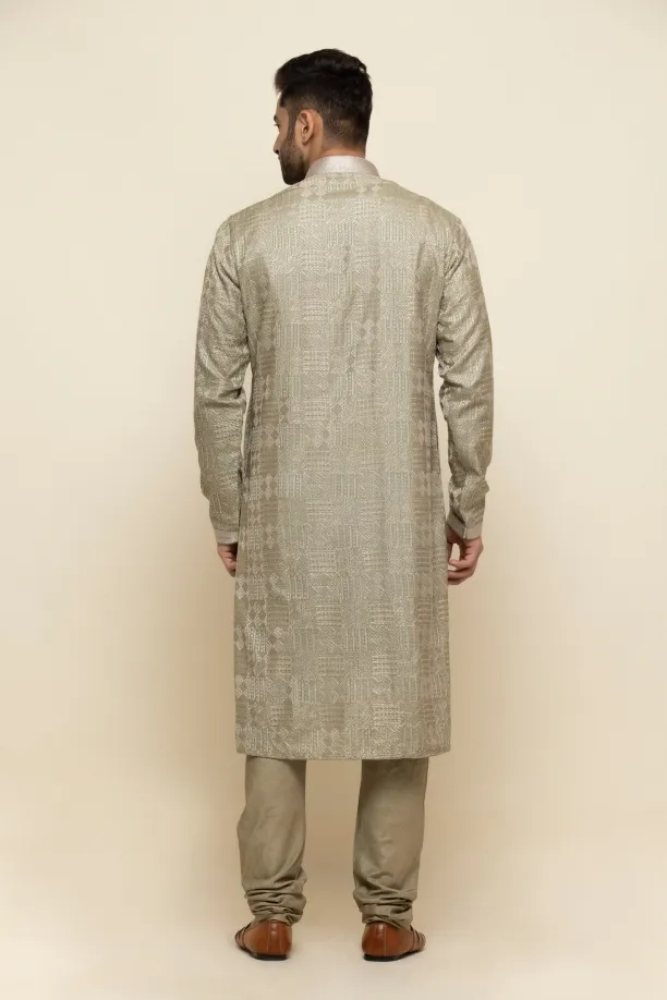 Moss Green Silk Kurta Set