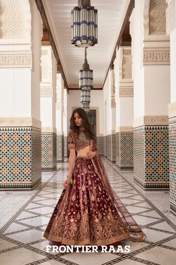 Brown Velvet Lehenga