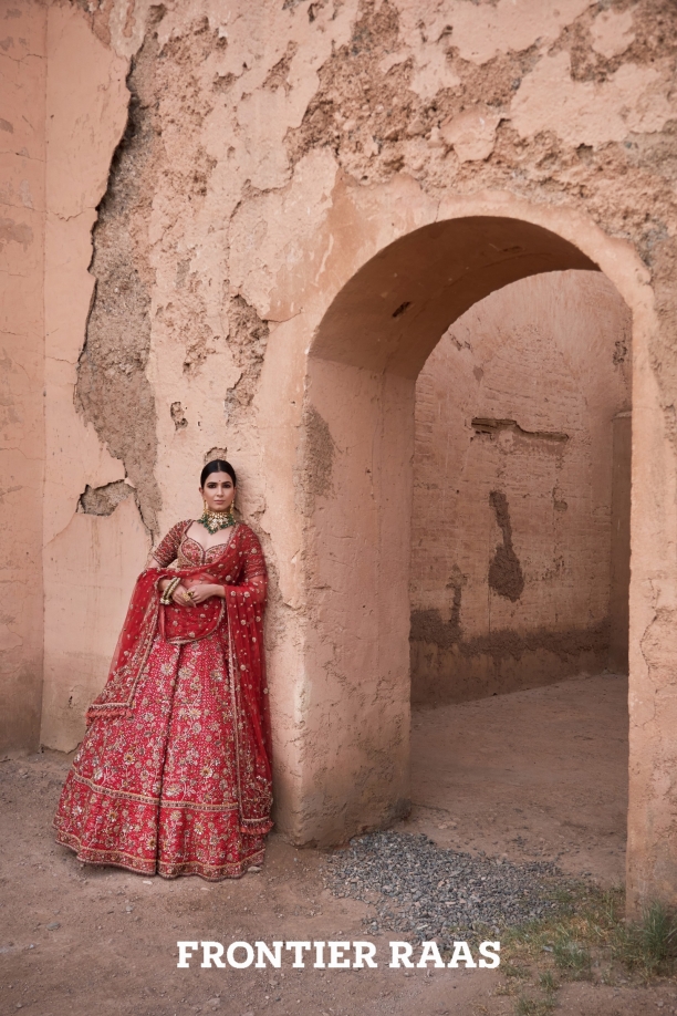 Carmine Red Silk Lehenga