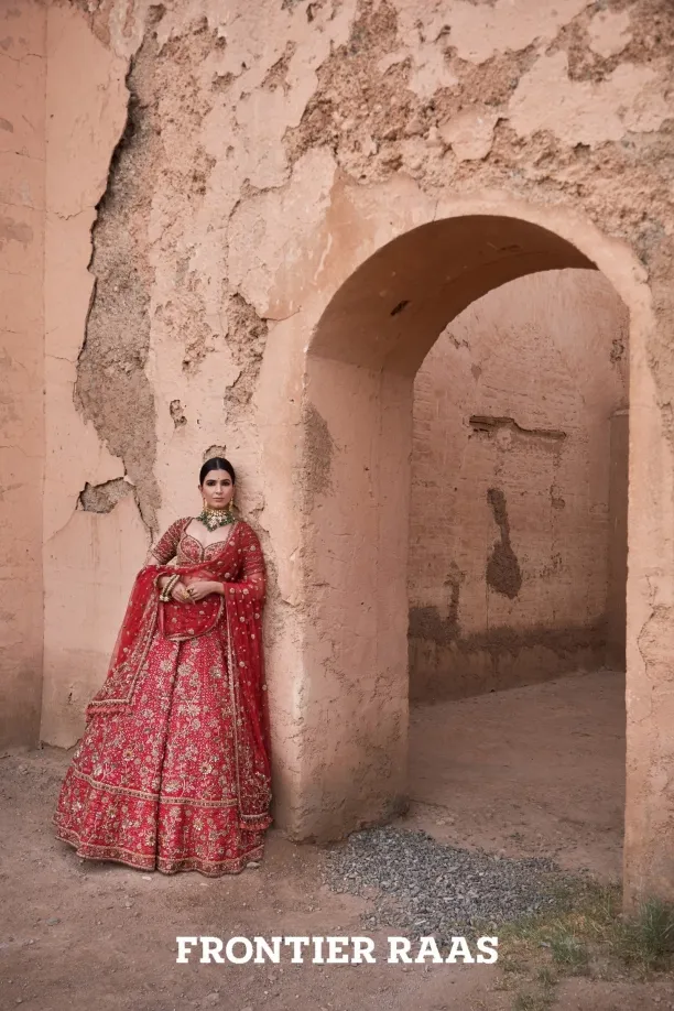 Carmine Red Silk Lehenga