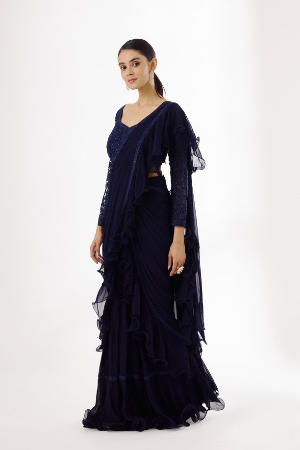 Sapphire Blue Drape Anarkali