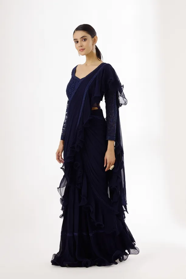 Sapphire Blue Drape Anarkali
