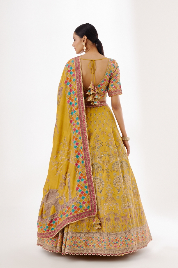 Yellow Mustard Silk Lehenga