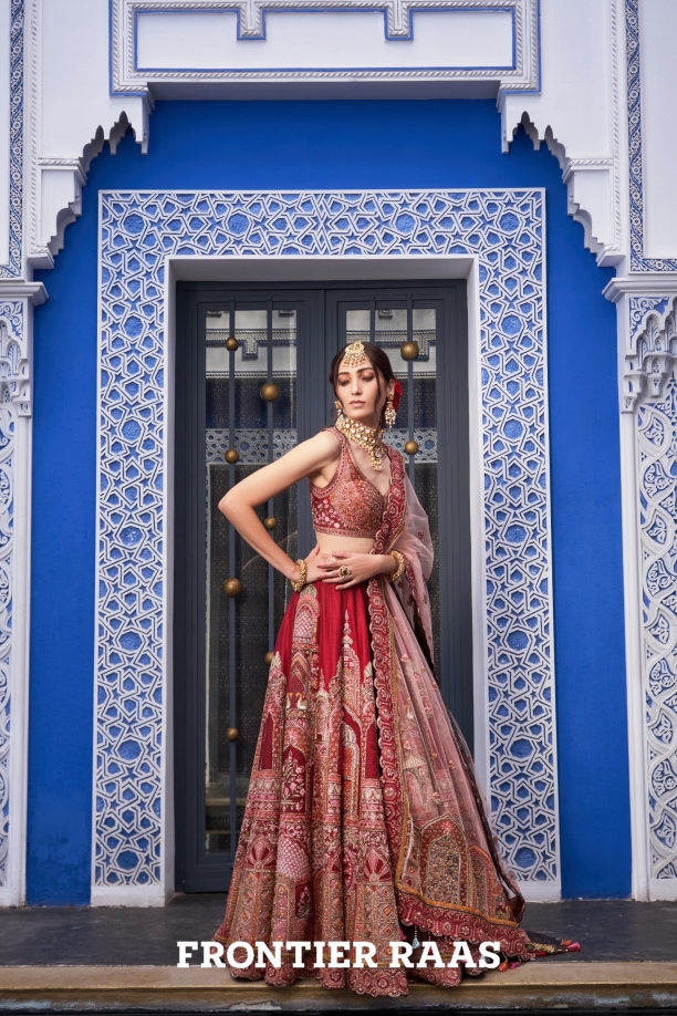 Crimson Red silk Lehenga
