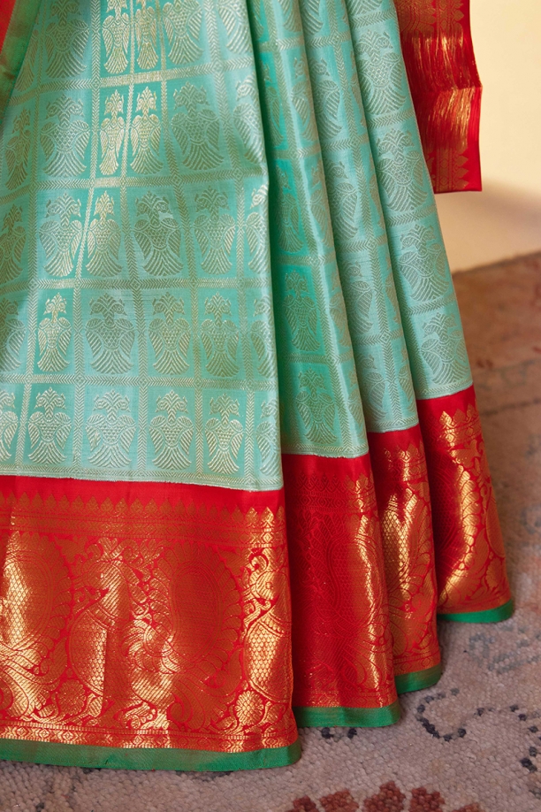 Mint Green Kanjivaram Silk Saree