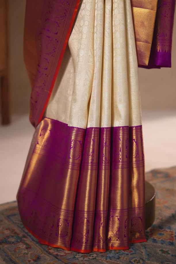 Ivory Kanjivaram Silk Saree