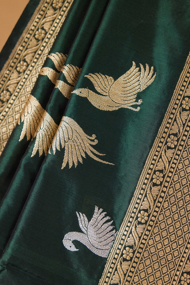 Sacramento Green Banarasi Kattan Silk Saree