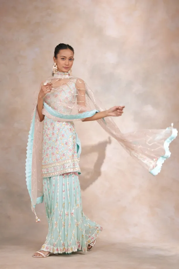 Arctic Blue Georgette Garara Set