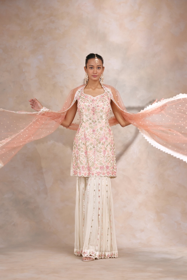 Ivory Georgette Garara Set