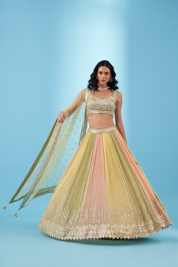 Lime Green Georgette Lehenga