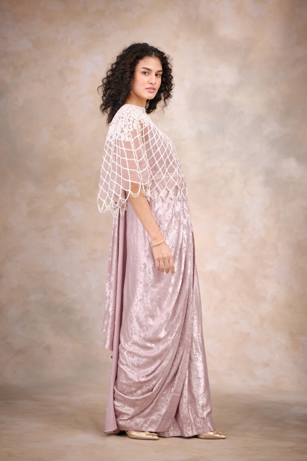Pearly Lavender Drape Saree