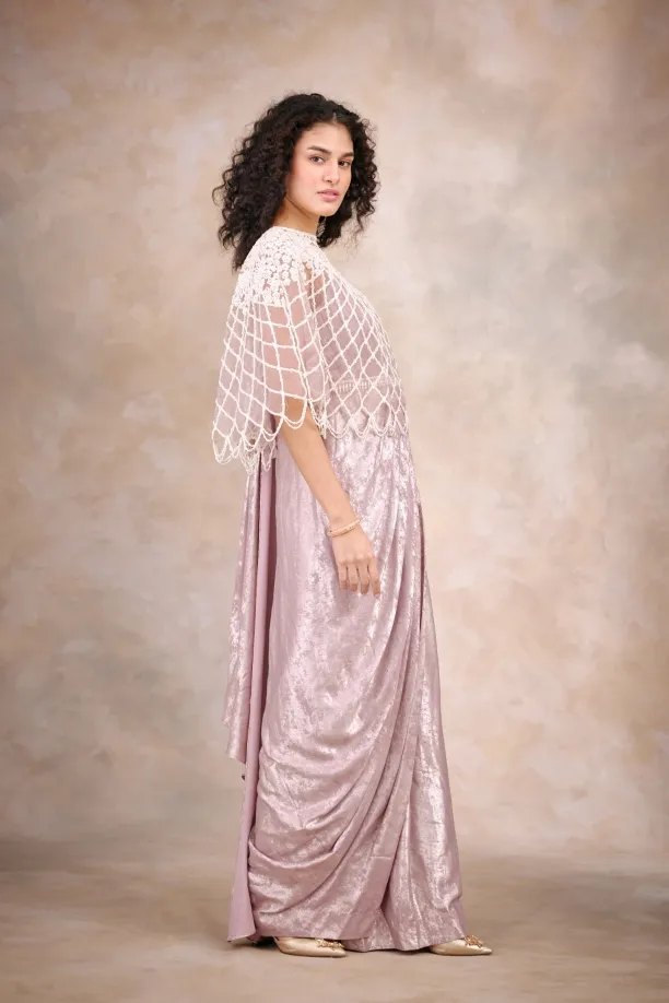 Pearly Lavender Drape Saree