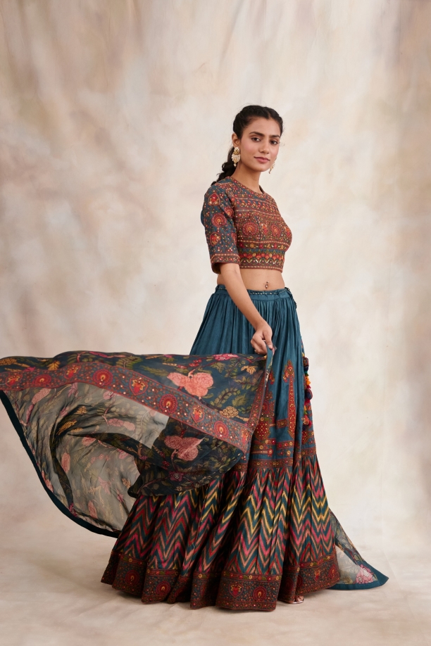 Forest Green Embdroidered Lehenga