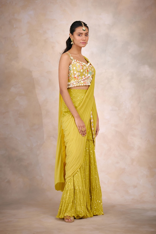 Lime Green Drape Garara