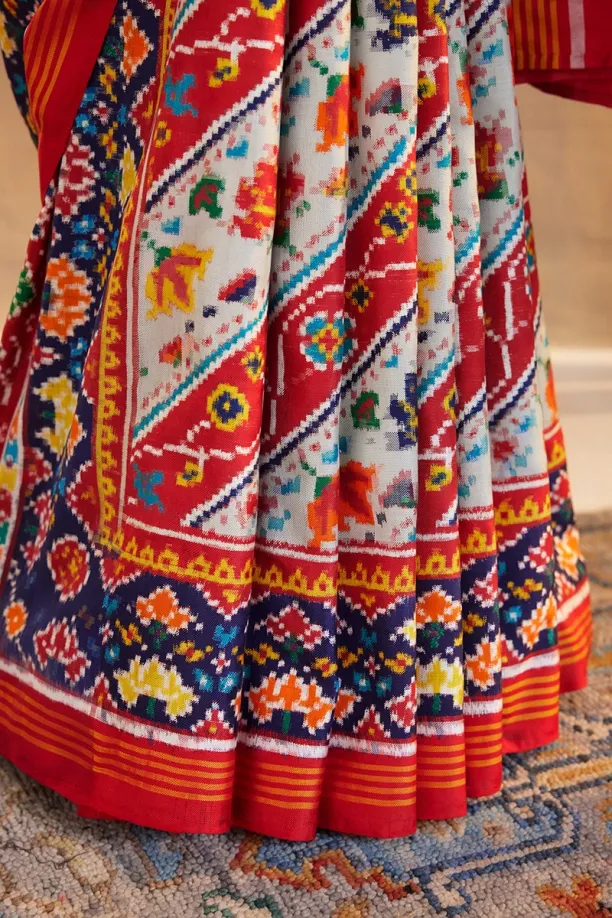 Ivory Patan Patola Saree