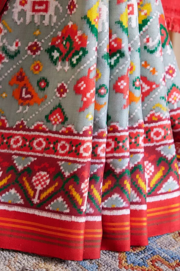 Teal Patola silk saree
