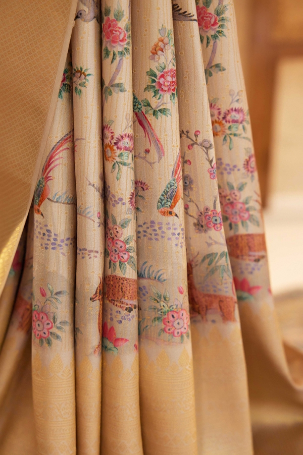 Warm White Kanjivaram Silk saree