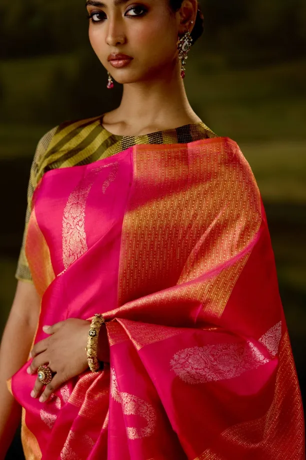 Fuchsia Pink Kanjivaram Silk Saree