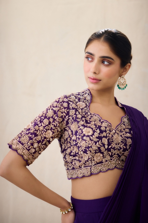 Dark Purple Sharara Set