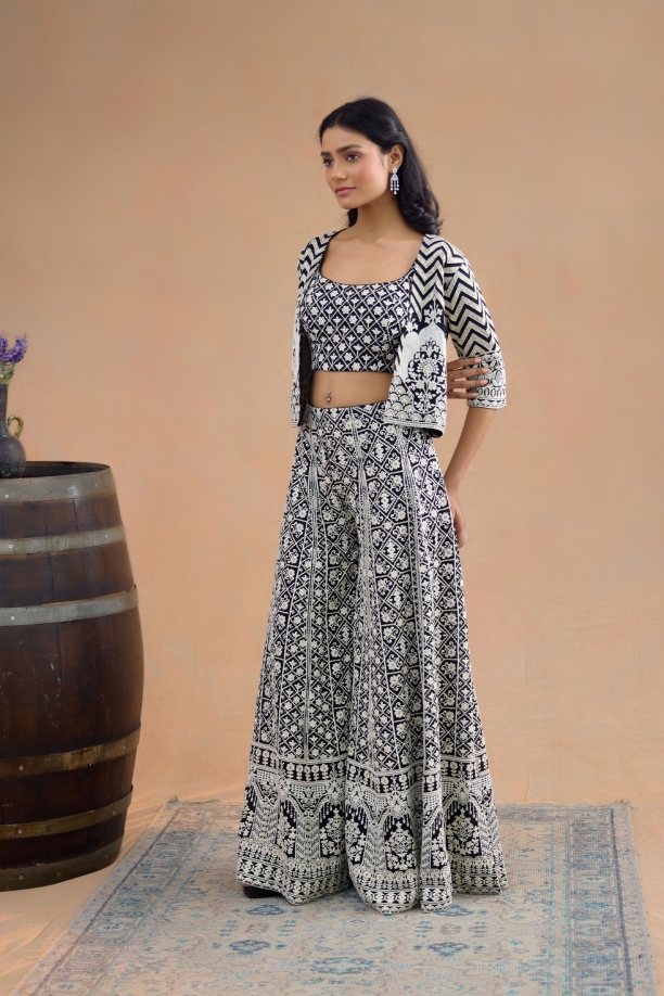 Coal Black Sharara Set