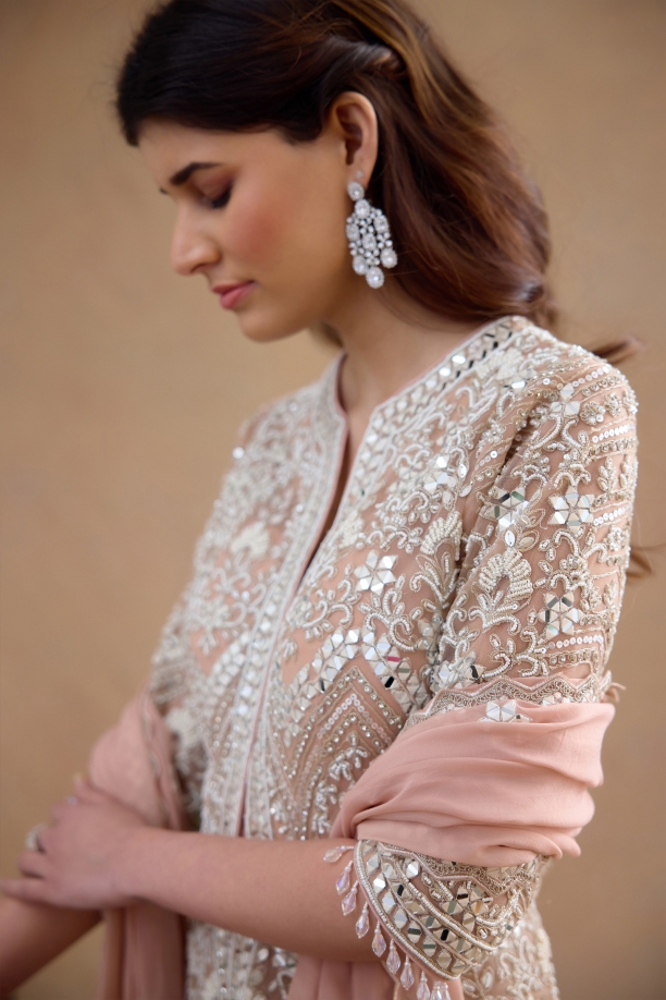 Salmon Pink Sharara Set