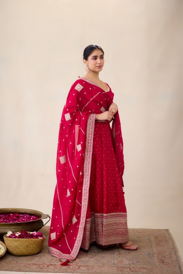 Magenta Pink Anarkali Set 