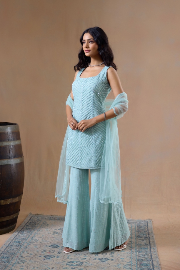 Baby Blue Sharara Set