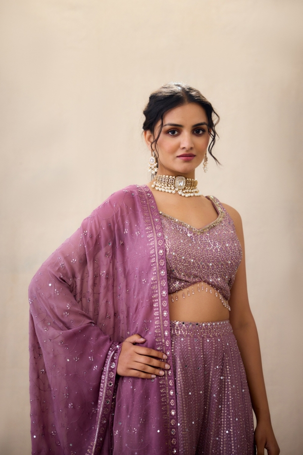 Onion Pink Sharara Set
