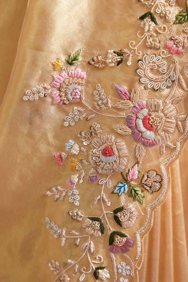 Golden Yellow Uppada Tissue Saree
