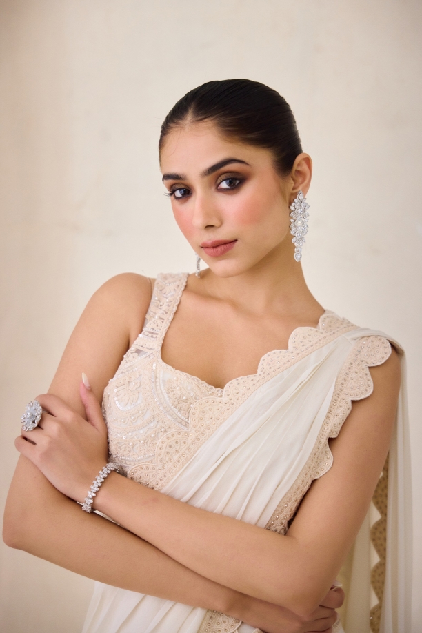 Dove White Garara Saree Set