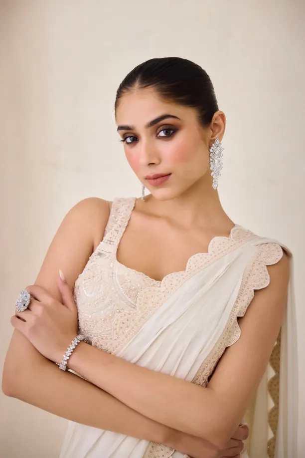 Dove White Garara Saree Set
