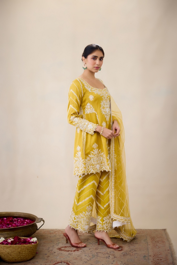 Mustard Yellow Sharara Set