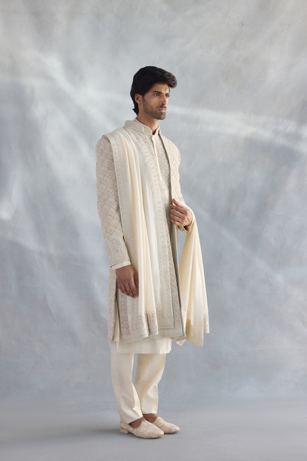 Mint Green Silk Sherwani