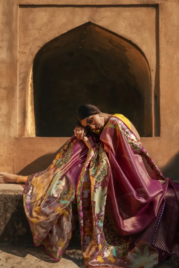 Rose Pink Kota Zari Saree