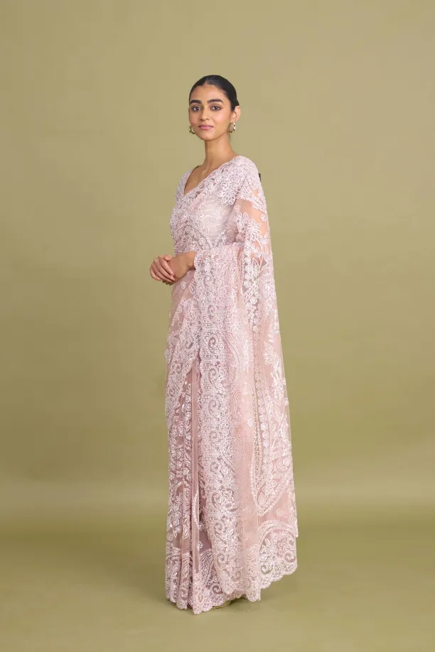 Blush Pink Net Saree