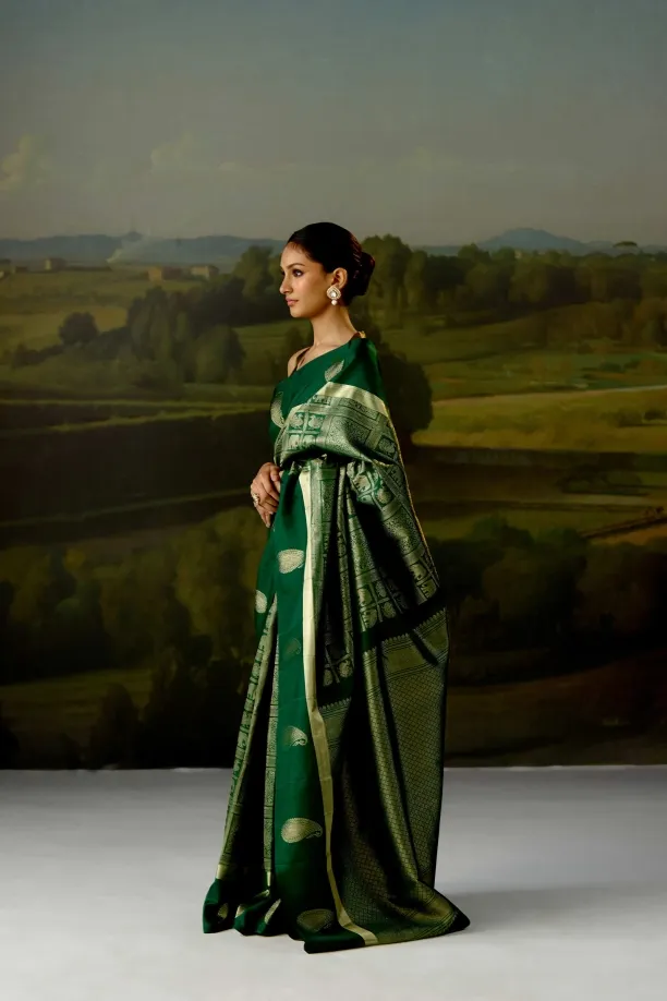Emerald Green Kanjivaram Silk Saree