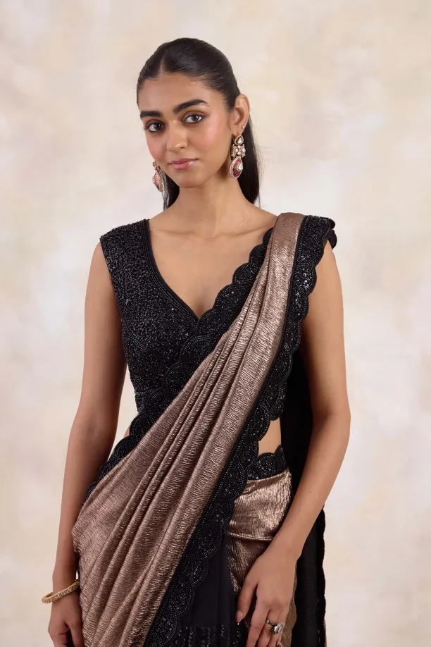 Dark Taupe Chiffon Saree