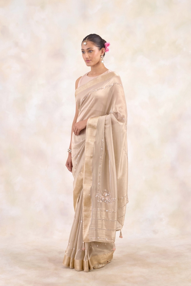 Almond Creme Tissue Silk Saree 